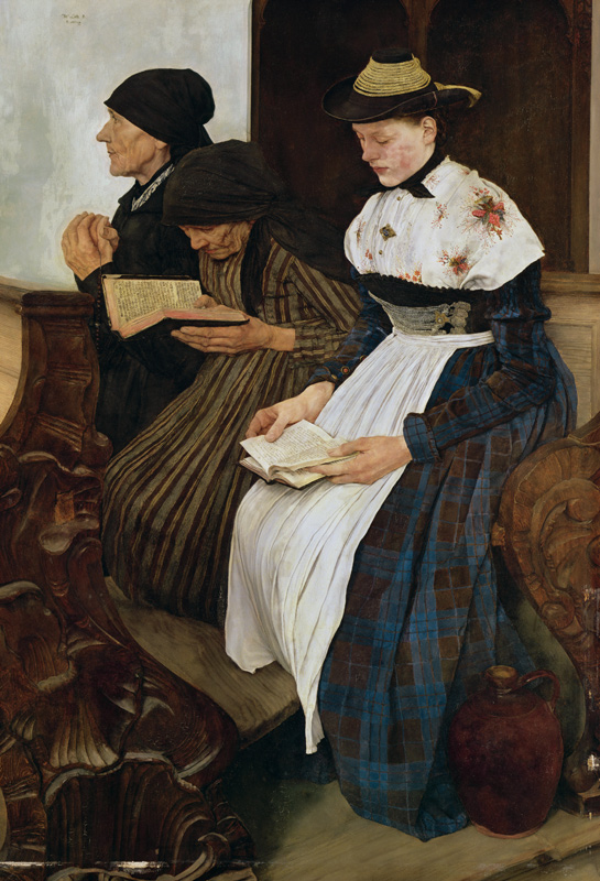 The three women in the church a Wilhelm Maria Hubertus Leibl