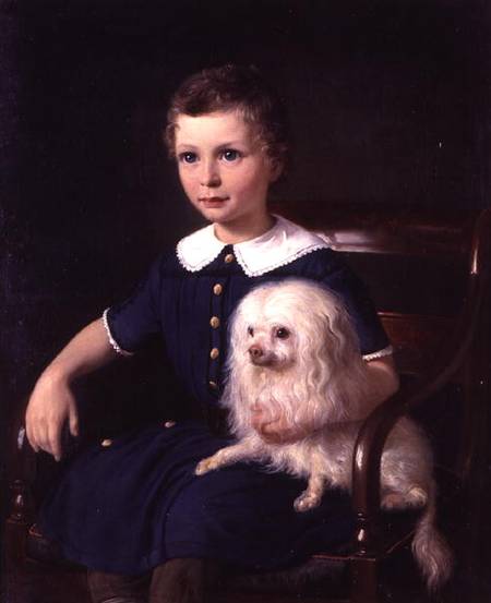 Study of a Boy with Pet Dog a Wilhelm Marstrand