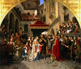 The wedding of the Käthchen of Heilbronn with the count Wetter a Wilhelm Nerenz