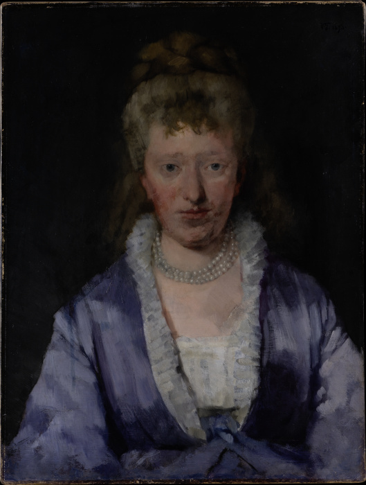 Portrait of a Dame with a Violet Dress a Wilhelm Trübner