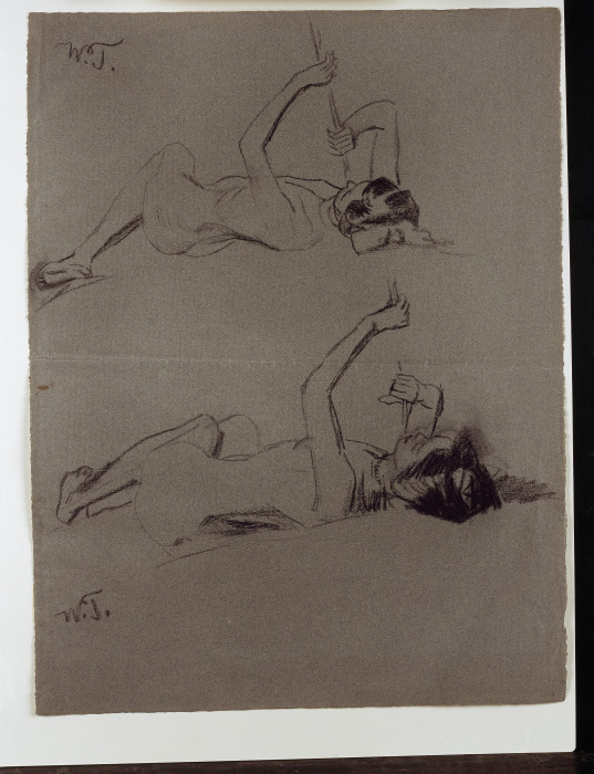 Zwei weibliche Akte, auf dem Rücken liegend a Wilhelm Trübner