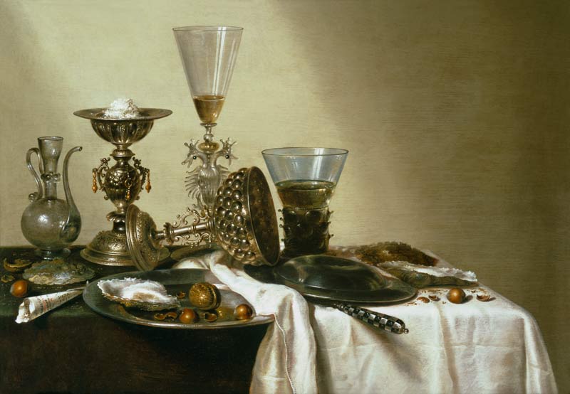 Still Life with Oysters and Nuts a Willem Claesz Heda