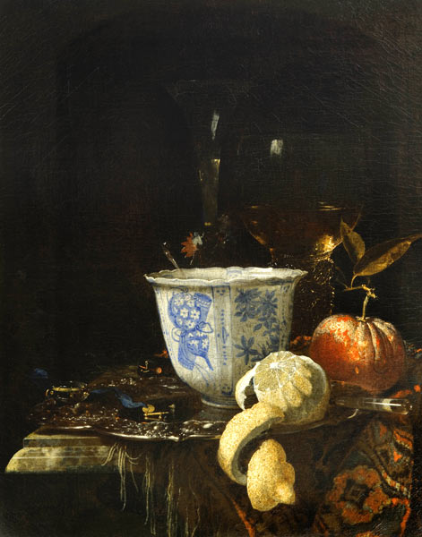Still life with a Chinese porcelain bowl a Willem Kalf