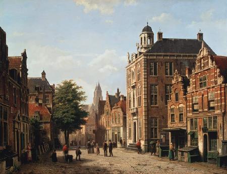 Dutch town view in summer