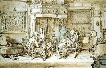 Dutch interior, 1617 (pen, ink and brush on a Willem Pietersz Buytewech