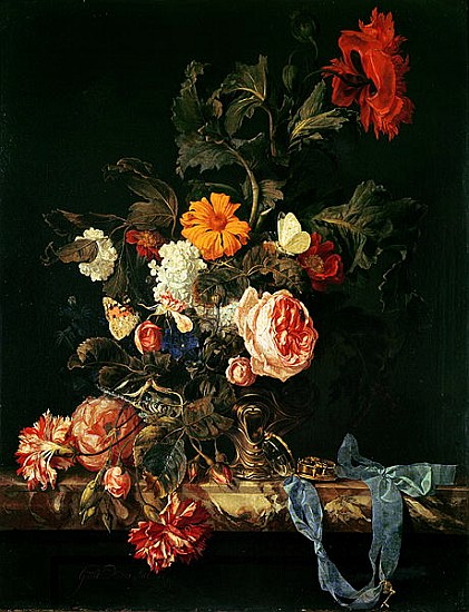 Still Life with Poppies and Roses a Willem van Aelst