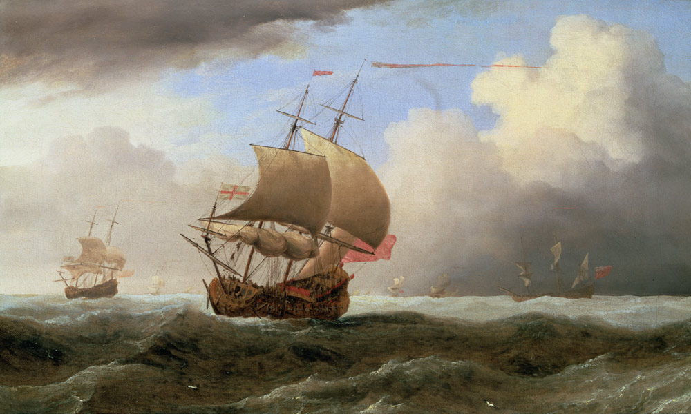 An English Ship Close-hauled in a Strong Breeze a Willem van de Velde il Giovane