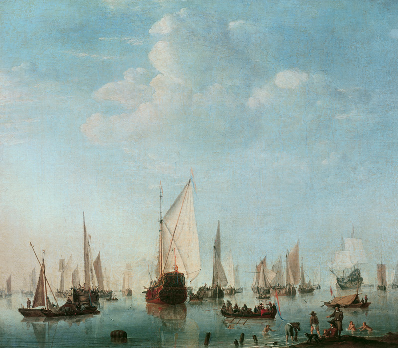 W.v.d.Velde d.J., Schiffe in ruhiger See a Willem van de Velde il Giovane