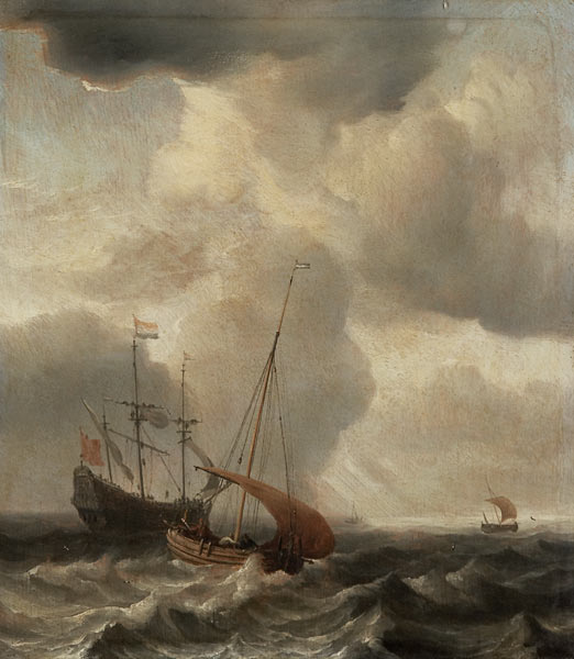 Stürmische See mit einzelnen Schiffen. a Willem van de Velde il Giovane