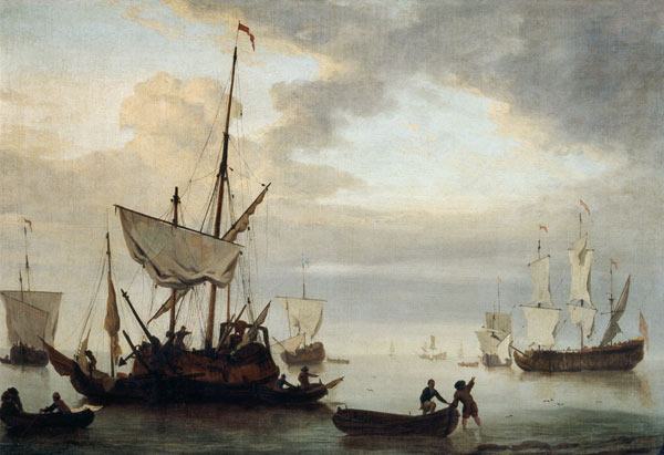 J.v.de Velde /Seascape w.Sailing Boats a Willem van de Velde il Giovane