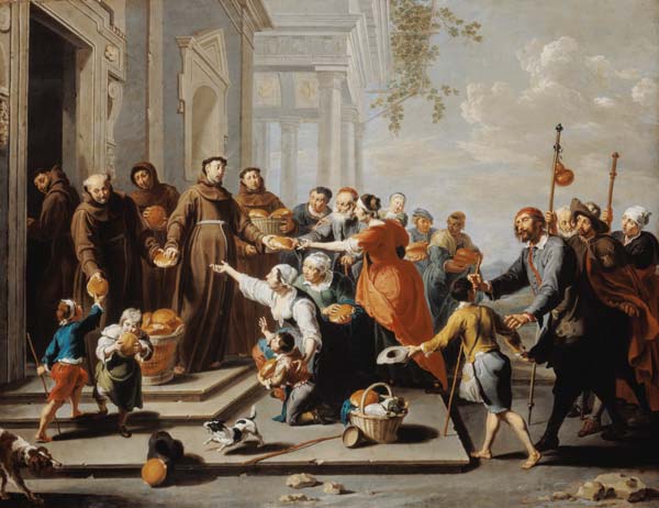St. Antonius of Padua distributes bread to the poor a Willem van Herp
