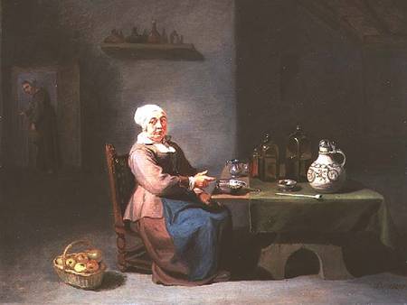 A Woman in a kitchen a Willem van the Elder Herp