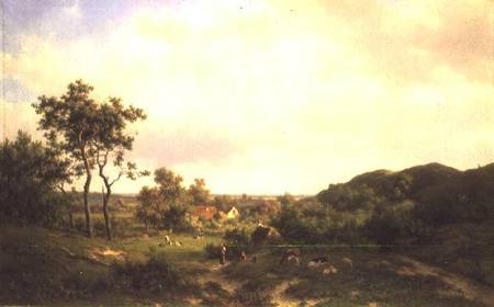 Dutch Landscape with cows and figures a Willem Vester