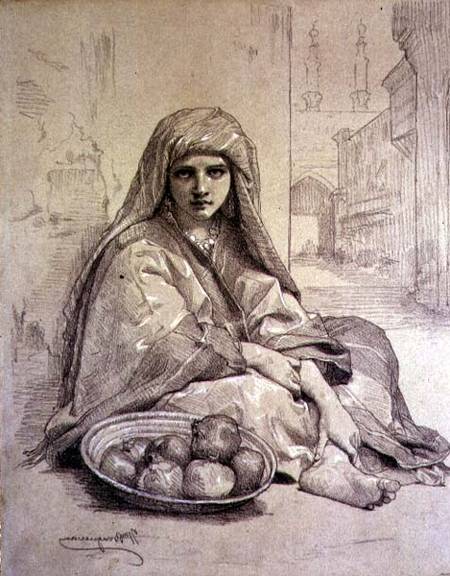Algerian Girl Selling Pomegranates a William Adolphe Bouguereau