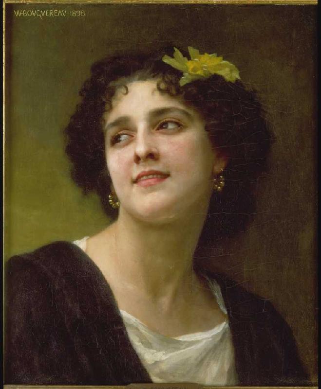 Dark-haired beauty. a William Adolphe Bouguereau