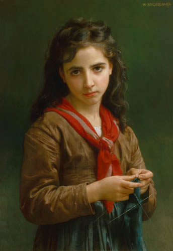 Young knitting girl a William Adolphe Bouguereau