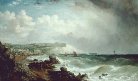 Ventnor, Isle of Wight, from the Beach, Approaching Squall a William Adolphus Knell