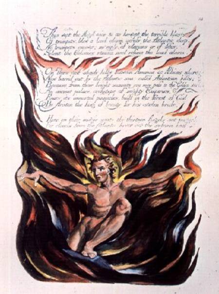 America a Prophecy; 'Thus wept the Angel voice', the emergence of Orc (the embodiment of Energy) fro a William Blake