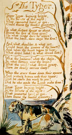The Tyger, from Songs of Innocence a William Blake