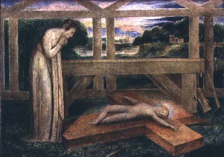 The Christ Child asleep on a Cross a William Blake