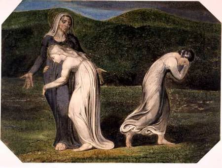 Naomi entreating Ruth and Orpah to return to the land of Moab, from a series of 12 known as 'The Lar a William Blake