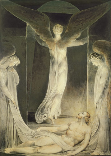 The Resurrection: The Angels rolling away the Stone from the Sepulchre a William Blake
