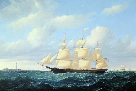 'Dashing Wave' clipper ship off Boston Light