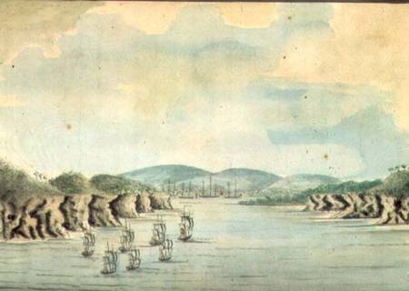 'Sirius' and convoy, the Supply and Agent's Division going into Botany Bay a William Bradley