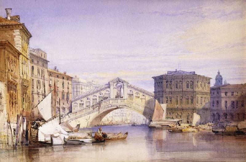 Die Rialto Brücke in Venedig a William Callow