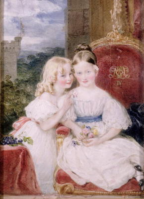 The daughters of Charles, 5th Duke of Richmond (oil on canvas) a William Charles Ross