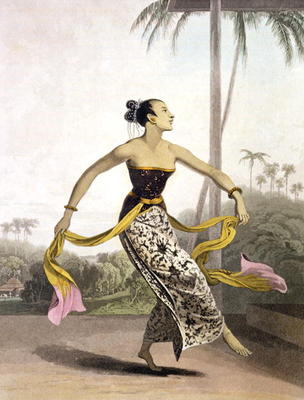 A Ronggeng or Dancing Girl, plate 21 from Vol. I of 'The History of Java' by Thomas Stamford Raffles a William Daniell