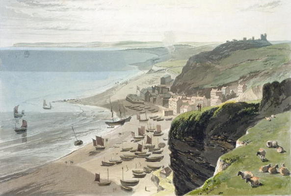 Hastings, from the East Cliff, from 'A Voyage Around Great Britain Undertaken between the Years 1814 a William Daniell