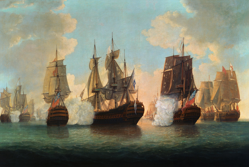 Naval Battle between English and French Ships a William Elliott