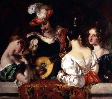 The Lute Player: "When soft notes I the sweet lute inspired, fond fair ones listen'd and my skill ad a William Etty