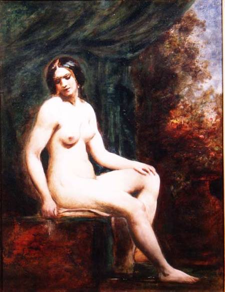 Seated Female Nude (board) a William Etty