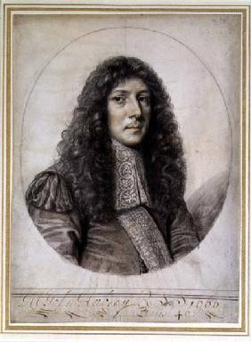 Portrait of John Aubrey (1626-97) 1666 (black lead & chalk on paper)