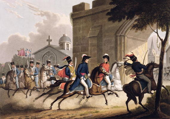 Entrance of Lord Wellington into Salamanca at the head of a Regiment of Hussars, May 20th 1813, from a William Heath