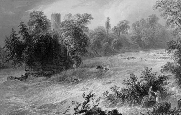 Castleconnell and Doonass Rapids, County Limerick, Ireland, from 'Scenery and Antiquities of Ireland a William Henry Bartlett