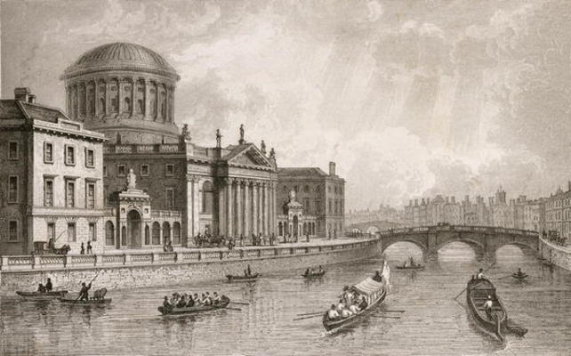 The Four Law Courts, Dublin, engraved by Owen (engraving) a William Henry Bartlett