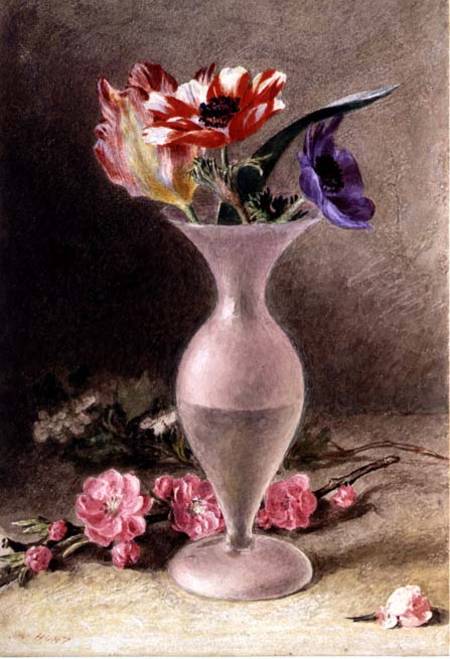 Glass vase and flowers a William Henry Hunt