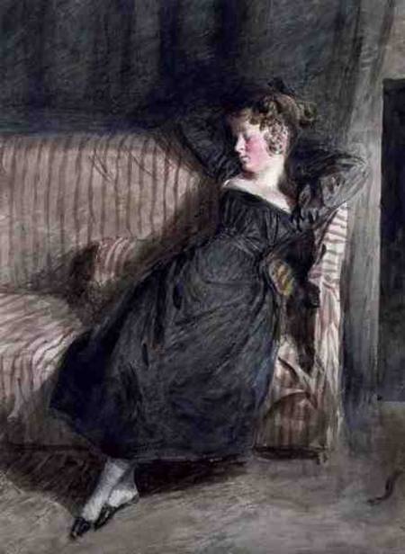 Young Girl Asleep on a Couch (w/c and pencil) a William Henry Hunt