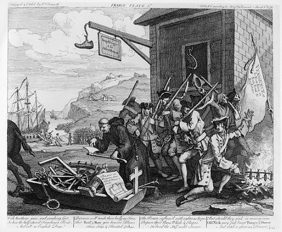 France, Plate I of ''The Invasion'' a William Hogarth