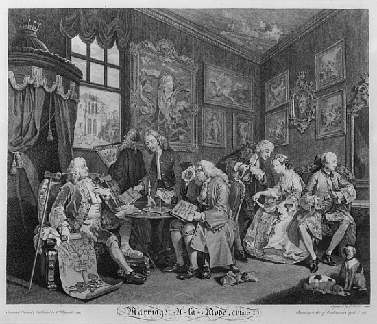 Marriage a la Mode, Plate I, The Marriage Settlement a William Hogarth