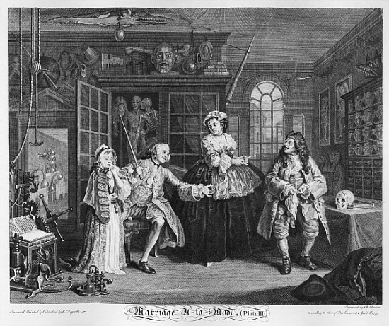 Marriage a la Mode, Plate III, The Inspection a William Hogarth