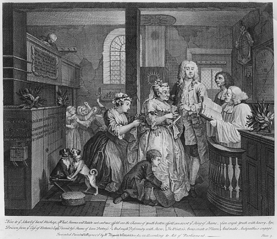 Married to an Old Maid, plate V from ''A Rake''s Progress'' a William Hogarth