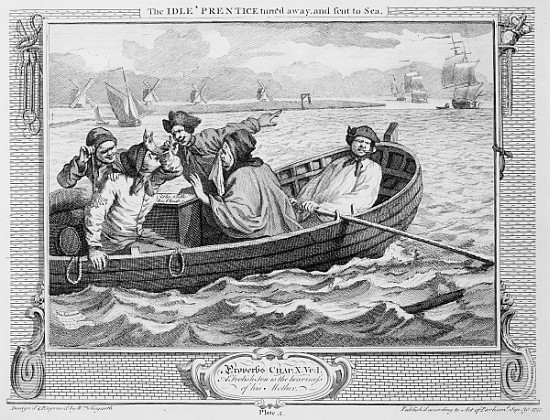 The Idle ''Prentice Turned Away and Sent to Sea, plate V of ''Industry and Idleness'' a William Hogarth