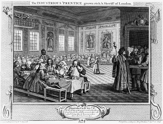 The Industrious ''Prentice Grown Rich, and Sheriff of London, plate VIII of ''Industry and Idleness' a William Hogarth