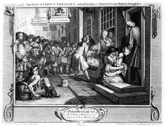 The Industrious ''Prentice out of his Time and Married to his Master''s Daughter, plate VI of ''Indu a William Hogarth