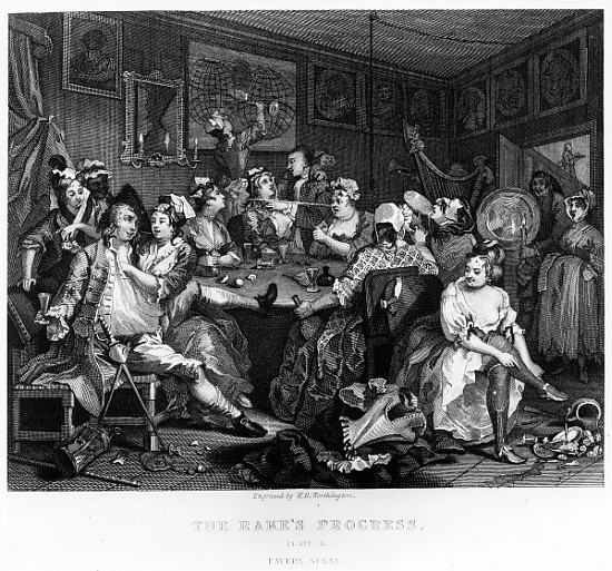 The Orgy, plate III from ''A Rake''s Progress'' a William Hogarth