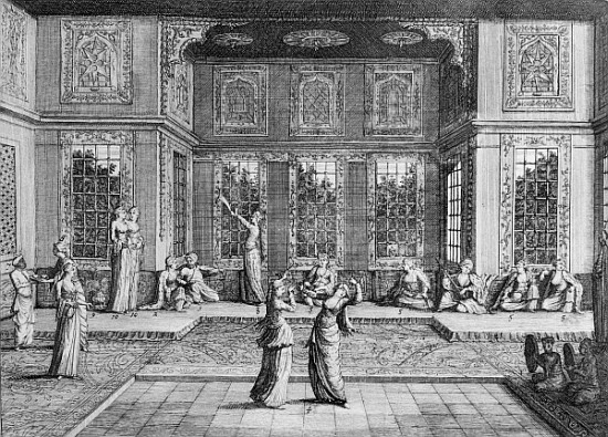 Women dancing in the Harem, from ''Voyages de Sr A. de la Motraye en Europe, Asie et Afrique'', publ a William Hogarth